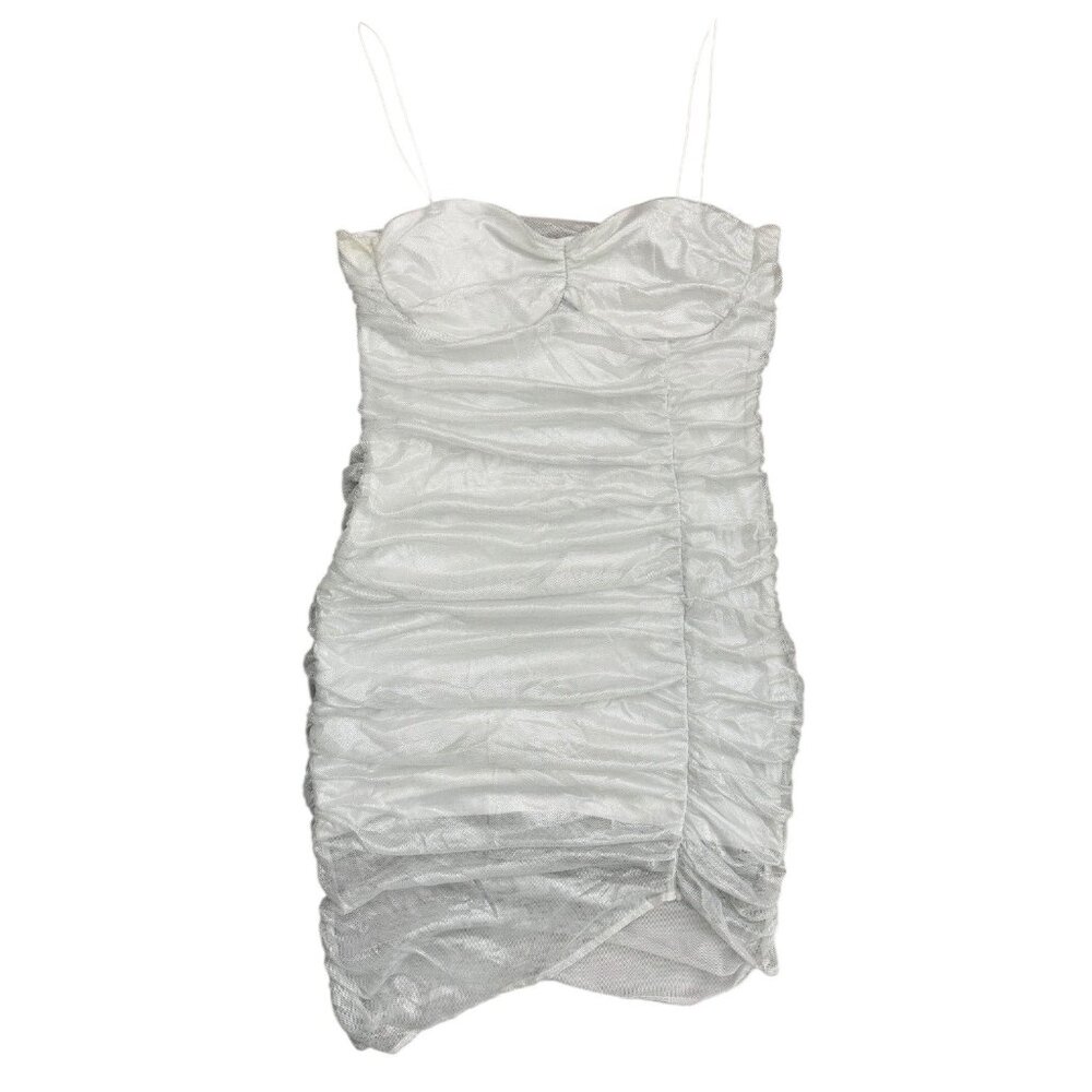 Revolve h:ours Lucid Babydoll Ruched Mini Dress White XL Club Party Going Out